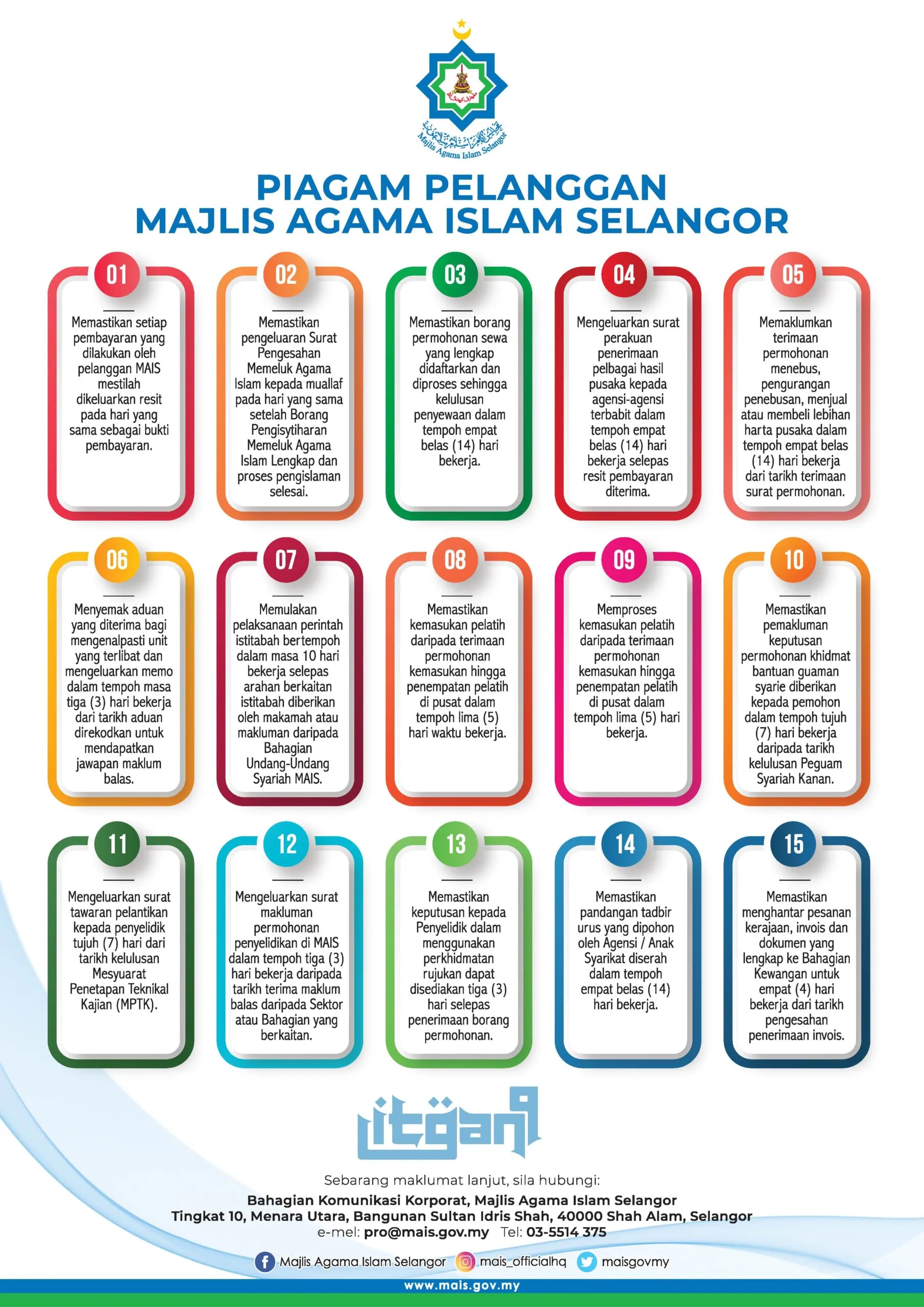 Piagam Pelanggan Majlis Agama Islam Selangor.